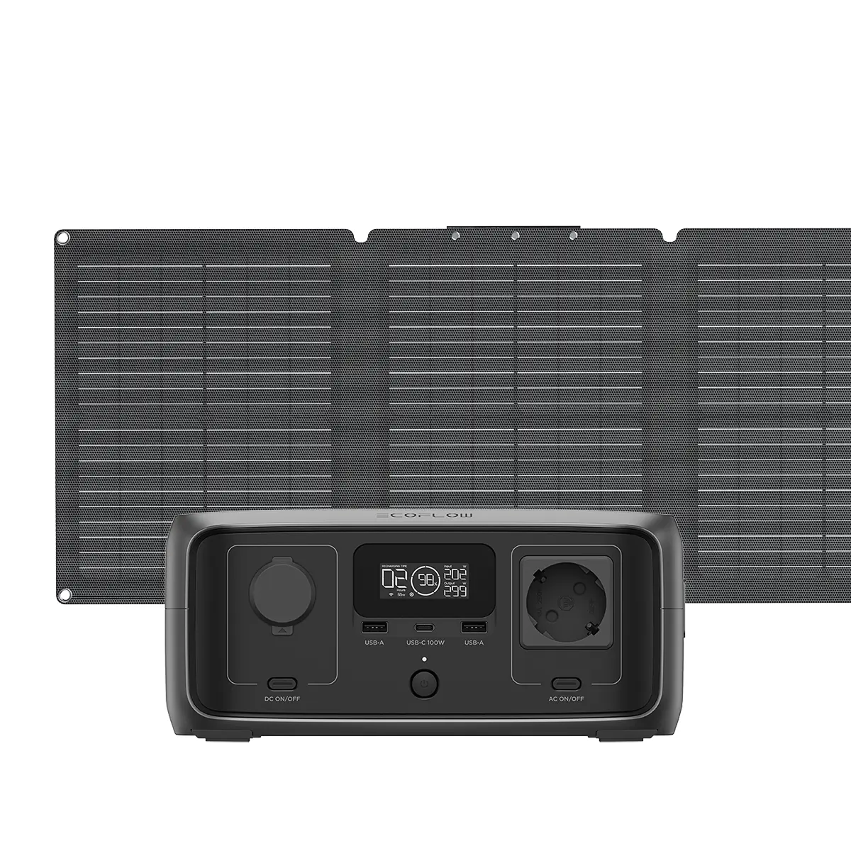 Powerstation-Campingset River 3 mit faltbarem Solarpanel 60 W