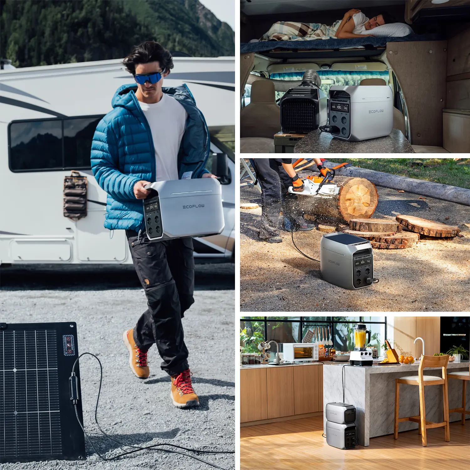 Powerstation-Campingset Delta 3 Plus mit flexiblen Solarpanels 100 W