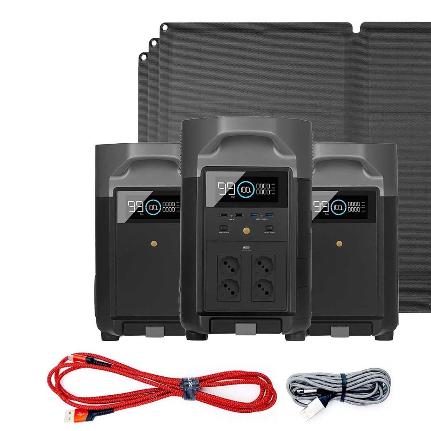 EcoFlow Delta Pro, 2 Smart Extra Batteries & 3 Solarpanel 400W