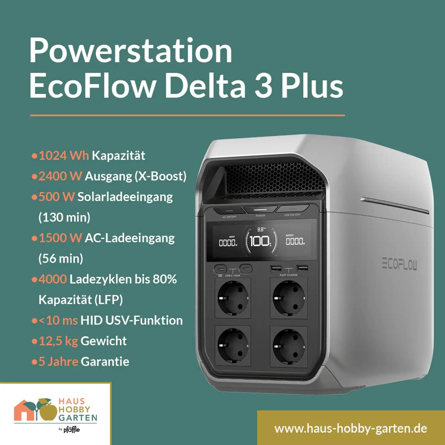 Powerstation Delta 3 Plus mit 1024 Wh